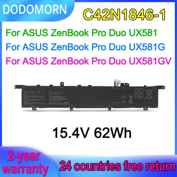 Аккумулятор для ноутбука DODOMORN 15,4 V 62Wh Для Asus ZenBook Pro Duo UX581GV UX581G UX581GV C42N1846-1 0B200-03490000 4ICP5/41/75-2
