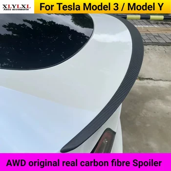 Оригинальный спойлер из настоящего углеродного волокна AWD для Tesla Model 3 Автомобильные спойлеры для Tesla Model Y