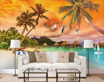 3d фотообои индивидуальная фреска морской пейзаж закат любовь море кокосовая пальма пейзаж домашний декор спальня обои для стен 3d