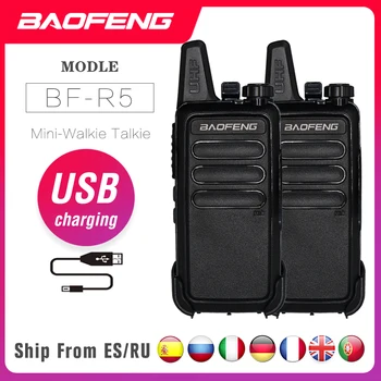 2ШТ Baofeng BF-R5 Портативная рация 5 Вт BF R5 Зарядка через USB Двухстороннее радио Портативный CB радио UHF 400-470 МГц FM-передатчик Трансивер