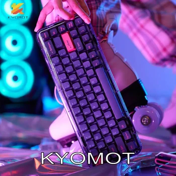 Механическая клавиатура KYOMOT GMK 68 с горячей Заменой, Беспроводная Bluetooth, Трехрежимная RGB Подсветка, Пользовательская клавиатура, Прозрачный корпус для ПК
