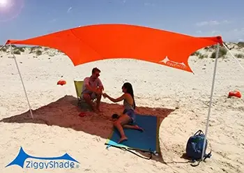 Семейный Пляжный Навес от Солнца 2013 Легкая Солнцезащитная палатка с якорями из мешков с песком и 4 Бесплатными колышками | Высококачественная лайкровая ткань UPF50 + UV
