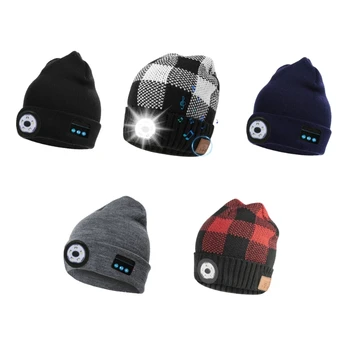 Шапочка-бини с легкими подарками для мужчин и женщин, Музыкальные шляпы с 5 светодиодами, USB перезаряжаемая кепка