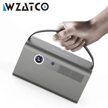WZATCO T7 pro Smart 3D 300 дюймов Android WiFi Портативный 1080P светодиодный DLP мини-Проектор Full HD Для Кинотеатра 4K Смартфон с Батареей