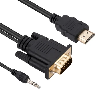 Портативный HDMI-совместимый с VGA Адаптер, совместимый с VGA-HDMI, поддерживает аудио с разрешением 1920 x 1200, 60 Гц. Провод