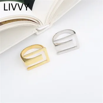 LIVVY Минималистичный Серебристый Цвет, Регулируемые Кольца Для женщин, Модные Элегантные бусины с геометрическим рисунком Ручной работы, подарки для Невесты