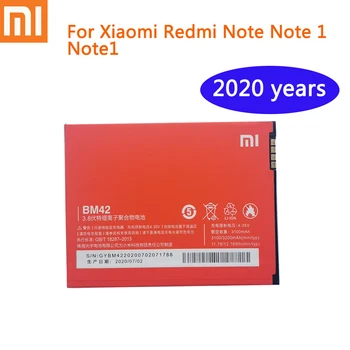 2020 года 100% Оригинальный аккумулятор Xiaomi BM42 для Xiaomi Redmi Примечание Примечание 1 Note1 Запасные батареи для мобильных телефонов 3200 МГц