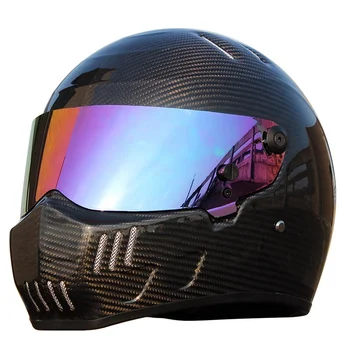 Высококачественный S/M/L/XL/XXL Черный шлем из углеродного волокна для мотокросса ATV Мотоциклетный шлем с полным лицом
