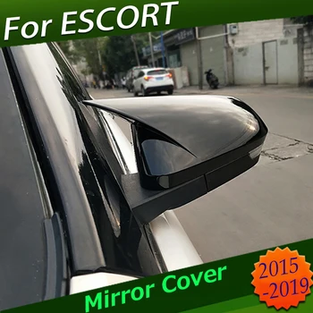 Ярко-черные крышки боковых зеркал заднего вида, подходящие для Ford ESCORT 2015-2019, Зеркальная крышка в стиле пасты