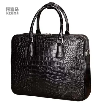 lukani, новый стиль, мужской портфель из крокодиловой кожи, коммерческая мужская сумка из крокодиловой кожи, мужская сумка из крокодиловой кожи