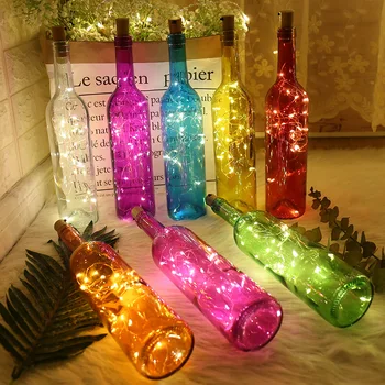 Светодиодная сказочная лампа для свадьбы, Рождественской вечеринки, 10 шт., лампа для бутылки вина, пробка для бутылки из стекла, медная проволока, световая гирлянда