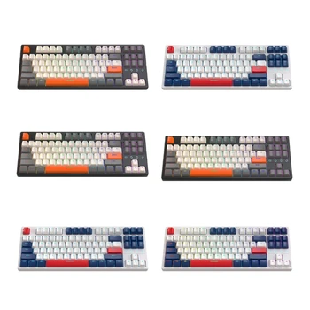 Механическая клавиатура E65A для киберспортивных игр K87, Проводная игровая клавиатура TypeC, 87 клавиш, Белая/Льдисто-голубая/RGB подсветка