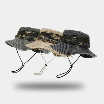 Весенне-летняя Рыбацкая шляпа из промытого хлопка, Женская одежда, Ветрозащитная Веревочная шляпа для рыбалки на открытом воздухе, Мужская Дорожная Солнцезащитная шляпа с козырьком