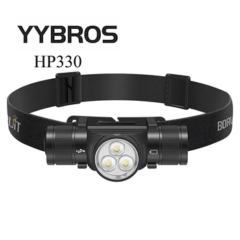 YYBROS HP330 Мощный светодиодный Налобный фонарь Type-C, Перезаряжаемая Фара 18650, Водонепроницаемый Налобный Фонарь Для Рыбалки, Кемпинга, Аварийный Фонарь