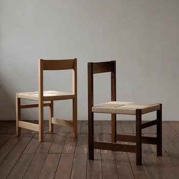 Изделие может быть изготовлено по индивидуальному заказу.Скандинавский простой обеденный стул домашняя модель для проживания в семье, ресторанный стул в японском стиле ваби-саби