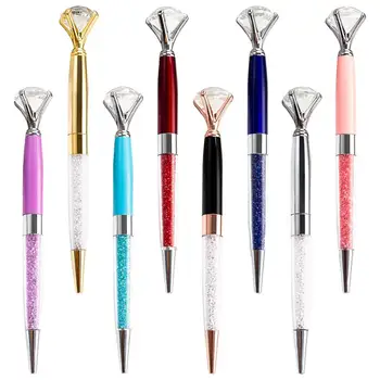 20 шт./лот, рекламная шариковая ручка с большим бриллиантом, многоцветная шариковая ручка с кристаллами и логотипом по индивидуальному заказу