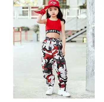 1 шт./лот, детский джазовый танцевальный костюм для девочек, одежда для уличных танцев в стиле хип-хоп, Детская танцевальная одежда для выступлений