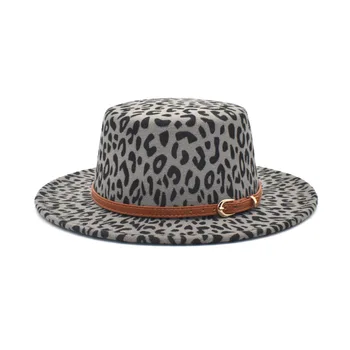 Новая классическая фетровая шляпа из леопардового фетра, мужская и женская джазовая шляпа из смеси искусственной шерсти с широкими полями, простое церковное дерби, плоский цилиндр, ре