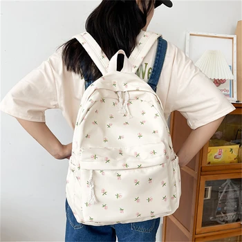 Модный Женский рюкзак с цветочным принтом, Водонепроницаемый Нейлоновый рюкзак для подростков, Большая Вместительная школьная сумка для студентов, Дорожная сумка