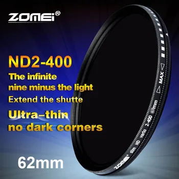 Zomei 62 мм Фейдер С Регулируемым ND Фильтром От ND2 до ND400 Нейтральной Плотности ND2-400 для Объектива камеры Canon NIkon Hoya Sony 62 мм