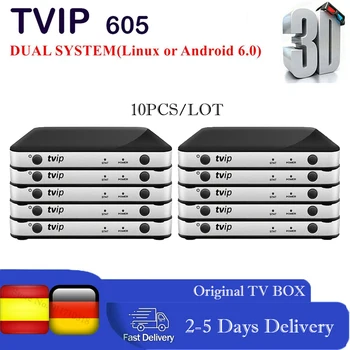10 шт./лот TVIP 605 Linux TV Box 4K UHD 2,4/5G WiFi S905X 1G 8G телеприставка v.605 H2.65 Linux box tvip605 Двойная система IPTV TV Box