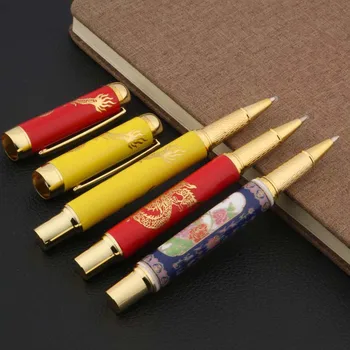 0,5 мм Керамическая ручка-роллер, китайский Красный Золотой Дракон, Канцелярские принадлежности для школы