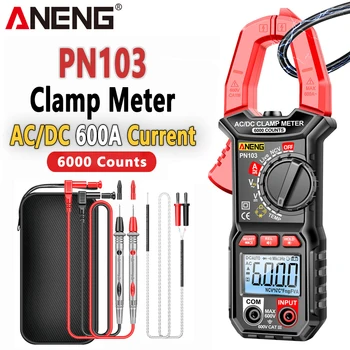 ANENG PN103 Профессиональный мультиметр, цифровой клещевой измеритель переменного/постоянного тока, 6000 отсчетов, Истинно среднеквадратичный Тестер, Вольтметр, автоматический диапазон