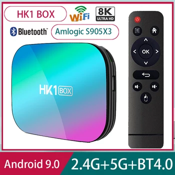 HK1 BOX Android 9 Smart TV Box Amlogic S905X3 100m 4 ГБ ОЗУ 32 ГБ 64 ГБ 128 ГБ ПЗУ 2,4 G и 5G Wifi BT Быстрый 8K Медиаплеер телеприставка
