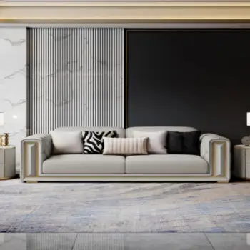 Легкий роскошный диван современная кожаная комбинация для небольшой семейной гостиной Простой диван в итальянском стиле, изготовленный на заказ тканевый чехол для дивана, диван
