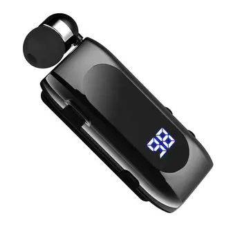 K55 Bluetooth-совместимая гарнитура С Петличным выдвижным кабелем V5.2, Спортивные наушники-вкладыши Smart Single Со светодиодным цифровым дисплеем
