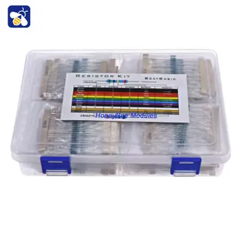 В упаковке 2600шт 130 типов 1/4 Вт Металлических пленочных резисторов Прямая вставка Цветных кольцевых резисторов Полная серия Комплектующих