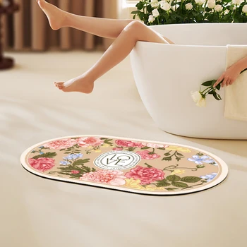 Экологически чистый Цветочный коврик для ванной толщиной 5 мм, Противоскользящий резиновый ковер для ванной комнаты, впитывающие коврики для ног, Быстросохнущий коврик