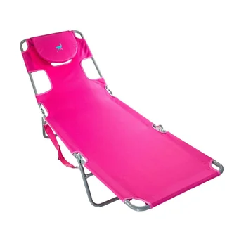 Складной переносной шезлонг для принятия солнечных ванн из страусиной кожи, розовый пляжный стул, пляжный стул на открытом воздухе, походный стул