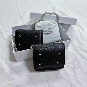 Короткая мини-сумка на цепочке из воловьей кожи верхнего слоя, мужская и женская сумка-мессенджер на одно плечо