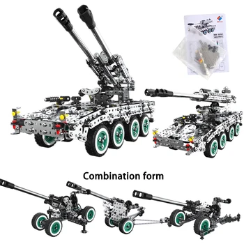 3D Металлические строительные блоки, игрушка для сборки 3в1, Военная техника, Танк, сделай Сам, винт, гайка, сплав, Артиллерийская модель, игрушки Для мальчиков
