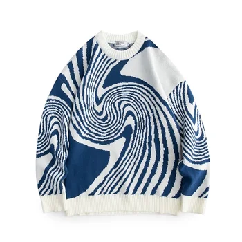 Мужской Винтажный Вязаный свитер Harajuku 2022, Мужские Корейские модные Пуловеры, Мужская Японская Уличная Одежда, Дизайнерские Свитера