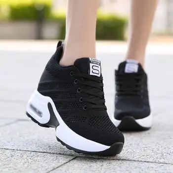 Женская обувь, увеличивающая рост на 3-6 см, повседневная спортивная обувь, легкая дышащая обувь для путешествий, женская обувь с сетчатой поверхностью, полая сетчатая обувь