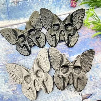 Высококачественная Резная бабочка в форме Черепа из Обсидиана, Статуэтка из натурального камня, Исцеляющие Хрустальные черепа Рейки для подарков, декор комнаты