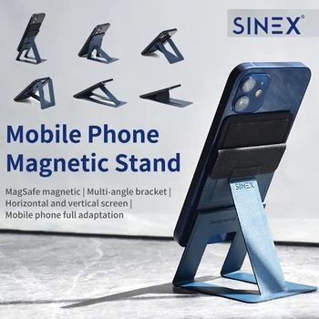 Магнитный кожаный слот для карт памяти, держатель для мобильного телефона, невидимая и складная подставка для iPhone 13 12 Pro Max, держатель кронштейна