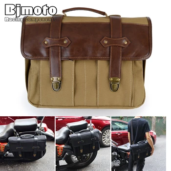 Ретро Холст + кожаные мотоциклетные сумки, седельная сумка, боковые сумки для багажа, универсальная водонепроницаемая карманная сумка для BMW HONDA Cafe Racer