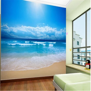 beibehang papel de parede Настроить 3D фото Европейская шелковая ткань обои спальня океан небо океан пляж настенная роспись обои