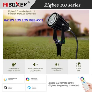 Miboxer Zigbee 3,0 6 Вт 9 Вт 15 Вт 25 Вт RGB + CCT Светодиодный Садовый Светильник Smart Outdoor Газонная Лампа Водонепроницаемый IP66 Голосовое/Приложение Управление AC110V-220V