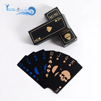 Новые Флуоресцентные ПВХ Черные Игральные Карты Gold Magic Водонепроницаемый Череп Покер Светящиеся В Темноте Бар Вечерние KTV Пластиковый Матовый Покер