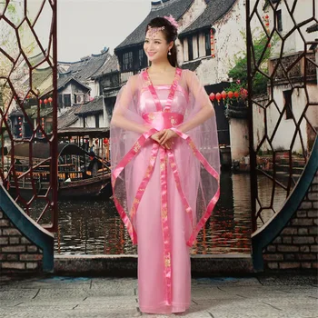 Женское платье Hanfu в китайском стиле, Шифоновый костюм Hanfu для выступлений, улучшенный костюм эпохи Тан, Древний костюм