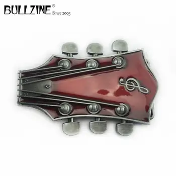 Пряжка для гитарного ремня Bullzine с оловянной отделкой и красной эмалью FP-02744-3 подходит для ремня шириной 4 см.