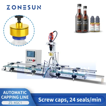 Пневматическая автоматическая машина для укупорки бутылок ZONESUN ZS-XGC1, Изготовленная на заказ Винтовая Укупорочная упаковка, Малое автоматическое производство