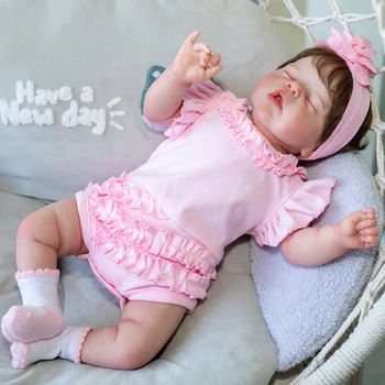 55 СМ Готовая Кукла Спящая Девочка Алексис Возрождается Как На Картинке Reborn Baby Doll Высококачественная 3D кожа, Окрашенная видимыми венами