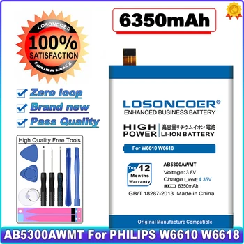 LOSONCOER 6350mAh AB5300AWMT Аккумулятор для мобильного телефона PHILIPS W6610 W6618 Battery + номер для отслеживания