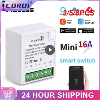 3/5/8 шт. Универсальный модуль Выключателя Tuya Mini Поддерживает 2 Способа Синхронизации App Control 16a Умный Переключатель Mini Smart Switch Zigbee3.0