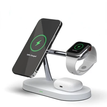 Магнитная беспроводная подставка для зарядного устройства мощностью 30 Вт 3 в 1 для iPhone 14 13 12 Pro Max, Индукционная станция быстрой зарядки Apple Watch Airpods